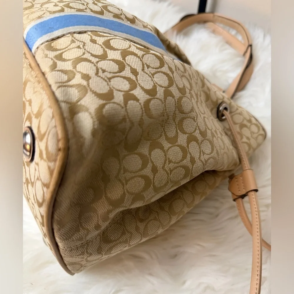 Coach Tan and Blue Shoulder Bag#F26130